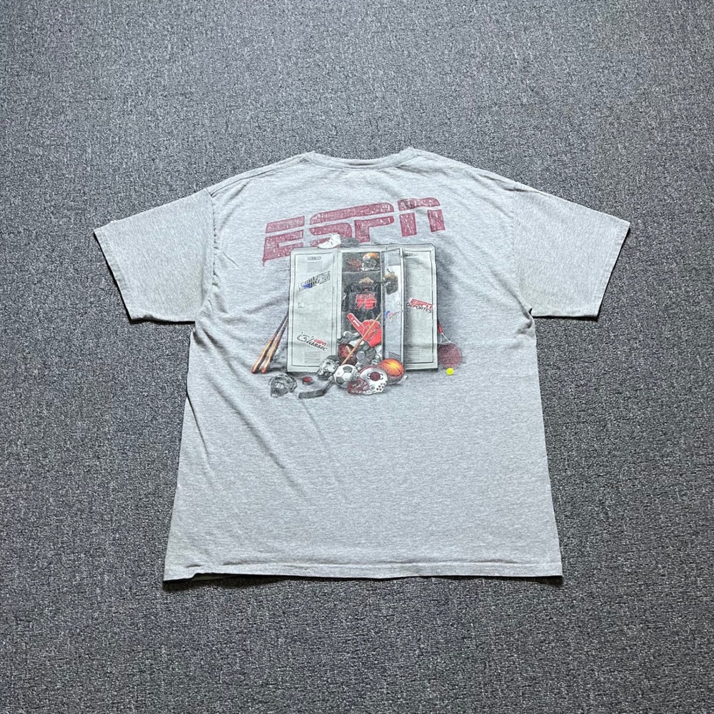 Vintage ESPN Champion T Shirt Large Gray Sports Locker Graphic Tee 2000s